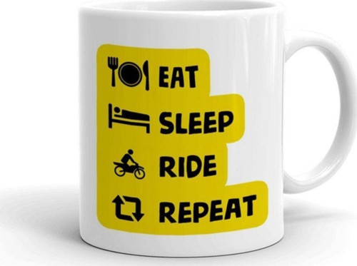 Eat Sleep Ride Beyaz Seramik Kupa