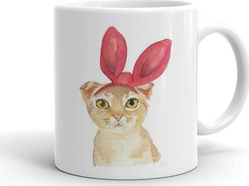 Tavşan Kulak Kedi Seramik Kupa