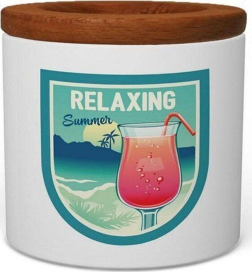 Relaxing Summer Ahşap Kapaklı Seramik Kalemlik