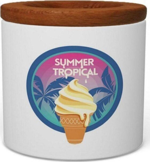 Summer Tropical Ahşap Kapaklı Seramik Kalemlik