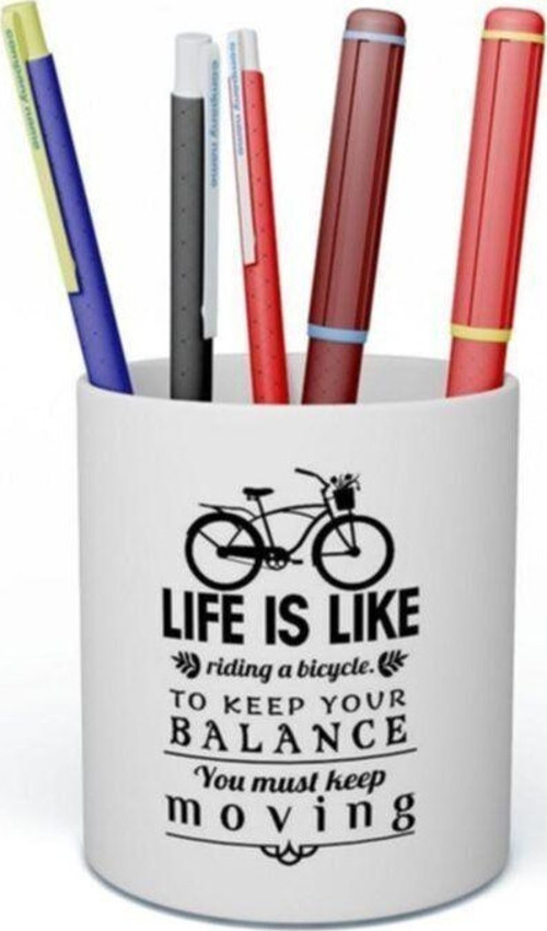 Life Is Like Riding Bicycle Tasarım Seramik Kalemlik