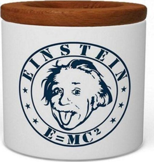 Einstein Ahşap Kapaklı Beyaz Seramik Kalemlik