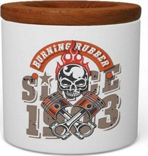 Burning Rubber İskeletli Ahşap Kapaklı Beyaz Seramik Kalemlik