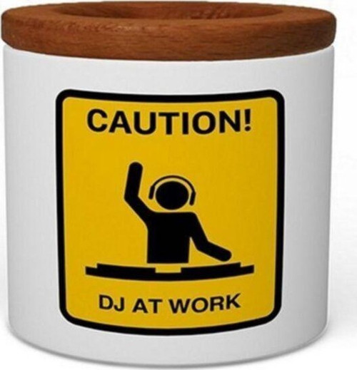 Dj At Work Ahşap Kapaklı Beyaz Seramik Kalemlik