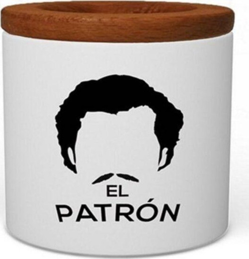 El Patron Narcos Ahşap Kapaklı Beyaz Seramik Kalemlik