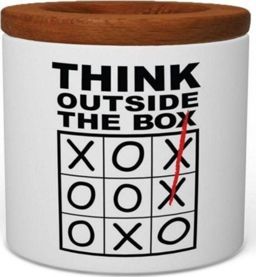 Think Outside Tthe Box Ahşap Kapaklı Seramik Kalemlik