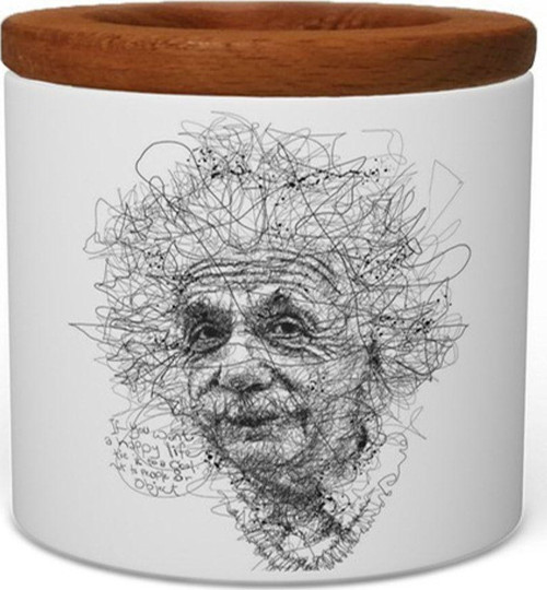 Einstein Ahşap Kapaklı Seramik Kalemlik