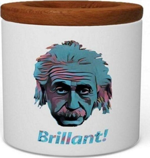 Einstein Brillant Ahşap Kapaklı Beyaz Seramik Kalemlik