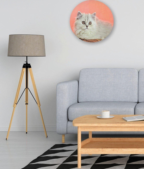 Kedi Temalı Yuvarlak Tasarım Mdf Tablo