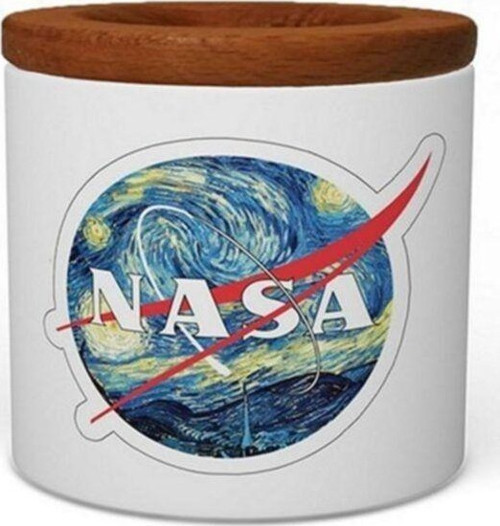 Nasa Ahşap Kapaklı Beyaz Seramik Kalemlik