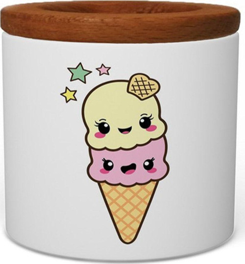 Kawai Dondurma Ice Cream Ahşap Kapaklı Seramik Kalemlik