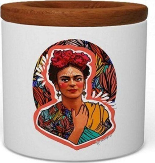 Frida Ahşap Kapaklı Beyaz Seramik Kalemlik
