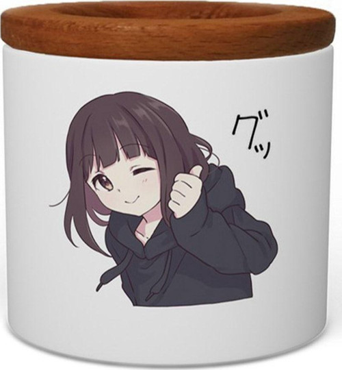 Anime Girl Ahşap Kapaklı Seramik Kalemlik