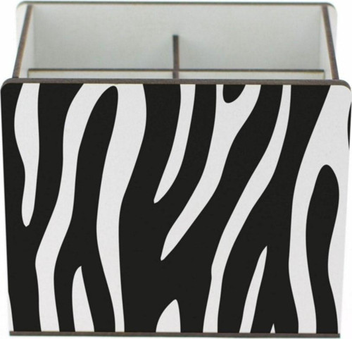 Zebra Desenli Masaüstü Bölmeli Ahşap Kalemlik