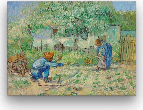 Van Gogh First Steps Kalın Çerçeveli Ahşap Duvar Tablosu 42X52 Cm