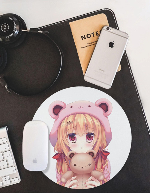 Anime Kız Yuvarlak Kaymaz Taban Mouse Pad