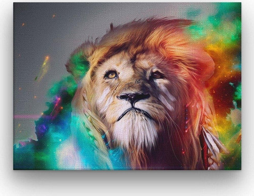 Aslan Kalın Çerçeveli Ahşap Duvar Tablosu 42X52 Cm