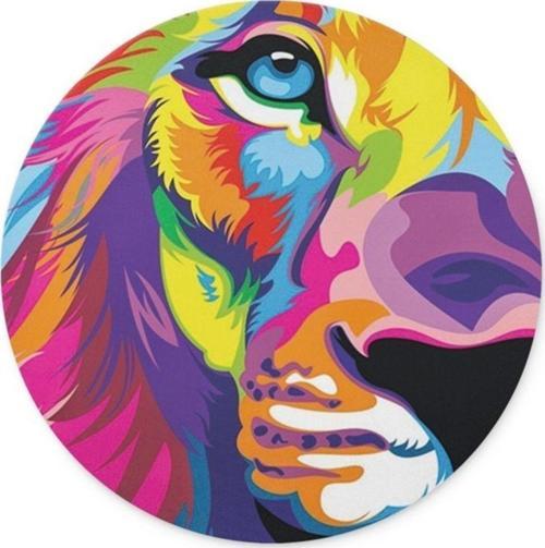 Renkli Aslan Yuvarlak Mouse Pad