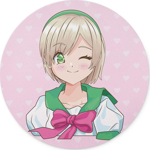 Anime Kız Yuvarlak Kaymaz Taban Mouse Pad