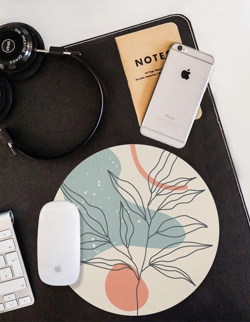 Soyut Çizim Çiçek Yuvarlak Kaymaz Taban Mouse Pad