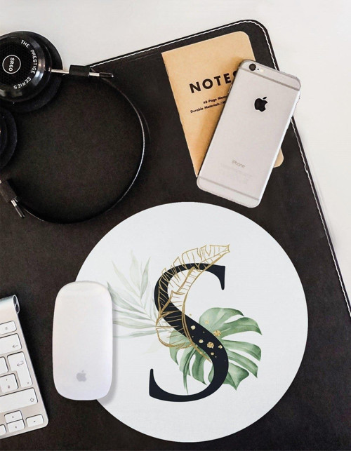 Tropik Desenli S Harfli Kaymaz Taban Yuvarlak Mouse Pad