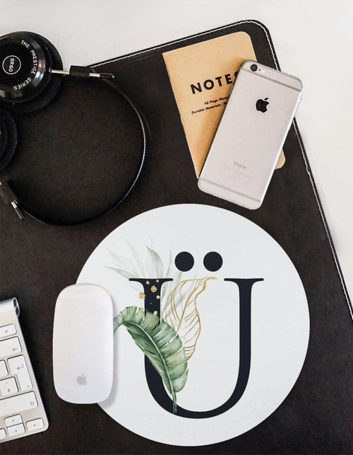 Tropik Desenli Ü Harfli Kaymaz Taban Yuvarlak Mouse Pad