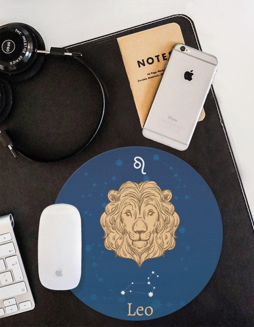 Aslan Burcu Yıldız Haritası Yuvarlak Kaymaz Taban Mouse Pad