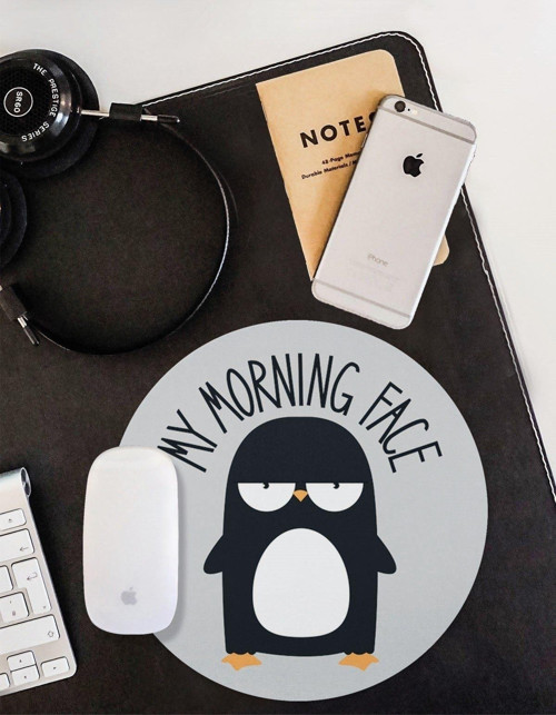 Benim Sabah Yüzüm Penguen Yuvarlak Mouse Pad
