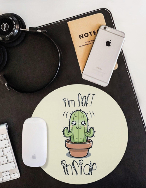 Içimde Yumuşağım Kaktüs Yuvarlak Mouse Pad