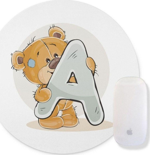 Ayıcık Desenli A Harfli Yuvarlak Mouse Pad