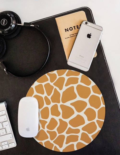 Zürafa Desenli Kaymaz Taban Yuvarlak Mouse Pad