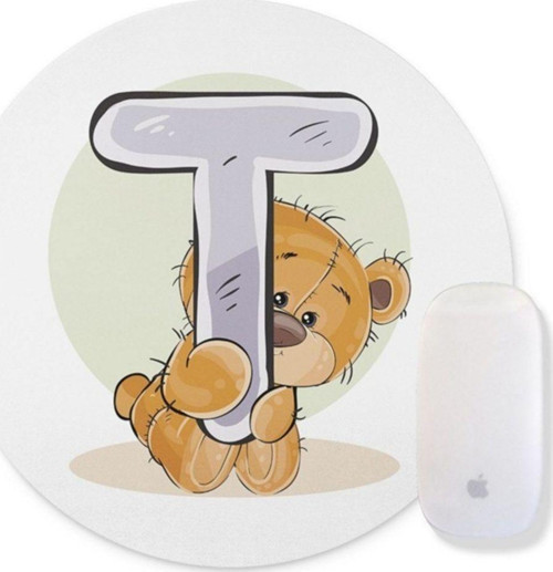 Ayıcık Desenli T Harfli Yuvarlak Mouse Pad