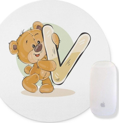 Ayıcık Desenli V Harfli Yuvarlak Mouse Pad