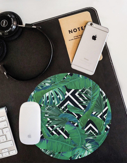 Tropik Çiçekler Desenli Kaymaz Taban Yuvarlak Mouse Pad