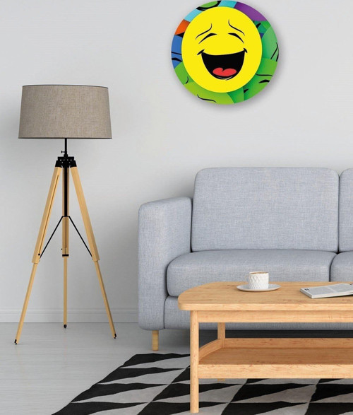 Gülen Emoji Yuvarlak Tasarım Mdf Tablo