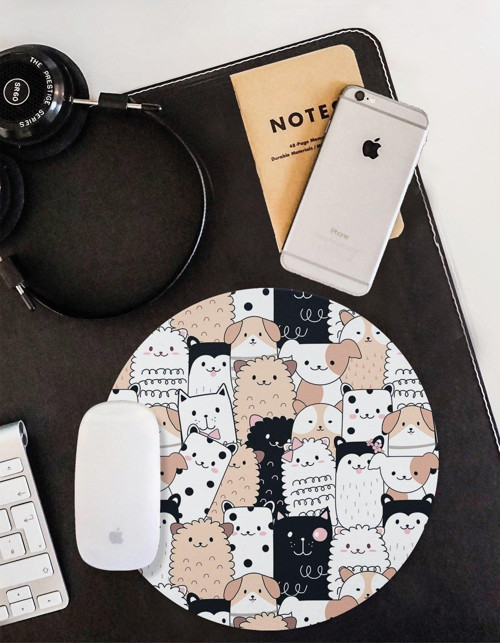 Karışık Renkli Sevimli Hayvanlar Yuvarlak Kaymaz Taban Mouse Pad