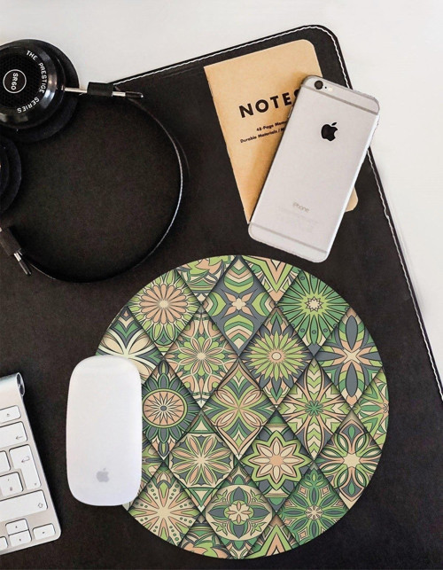 Tropikal Desenli Yuvarlak Mouse Pad