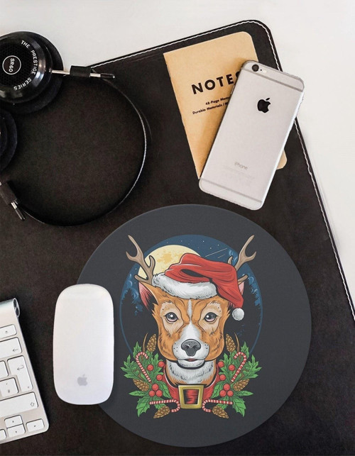 Yılbaşı Temalı Kaymaz Taban Yuvarlak Mouse Pad