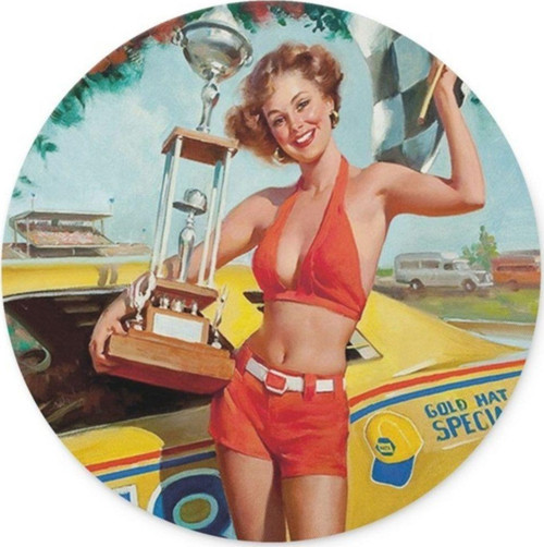 Pin Up Kızı Yuvarlak Mouse Pad
