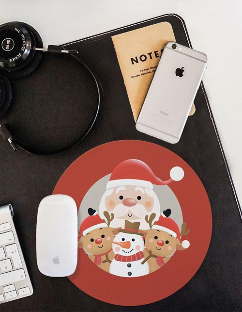 Yılbaşı Temalı Kaymaz Taban Yuvarlak Mouse Pad