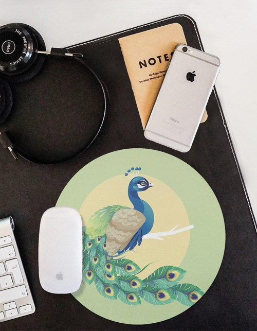Tavuskuşu Desenli Yuvarlak Mouse Pad 820687
