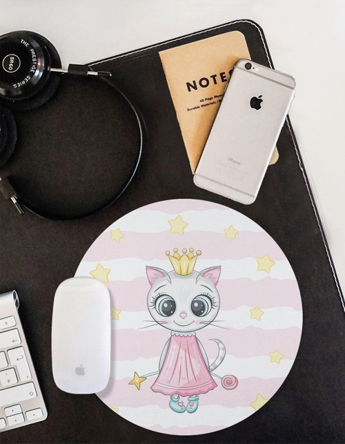 Queen Kedicik Yuvarlak Kaymaz Taban Mouse Pad