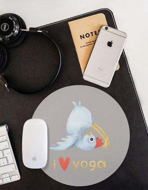 Yogayı Seviyorum Tavuk Yuvarlak Kaymaz Taban Mouse Pad