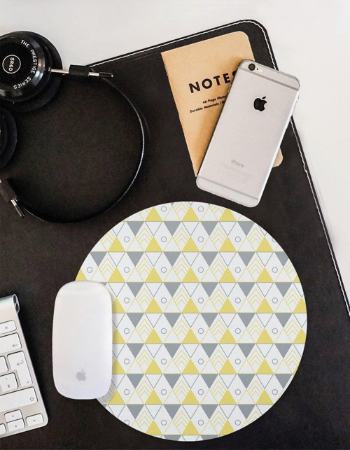 Geometrik Desenli Yuvarlak Kaymaz Taban Mouse Pad