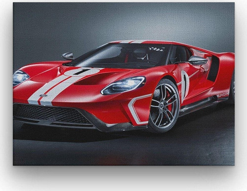 Gt Spor Araba Kalın Çerçeveli Ahşap Duvar Tablosu 42X52 Cm