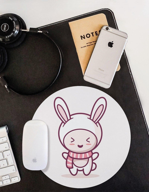 Kawaii Tavşan Bebek Yuvarlak Kaymaz Taban Mouse Pad