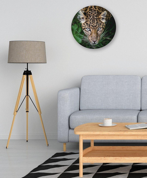 Leopar Temalı Yuvarlak Tasarım Mdf Tablo