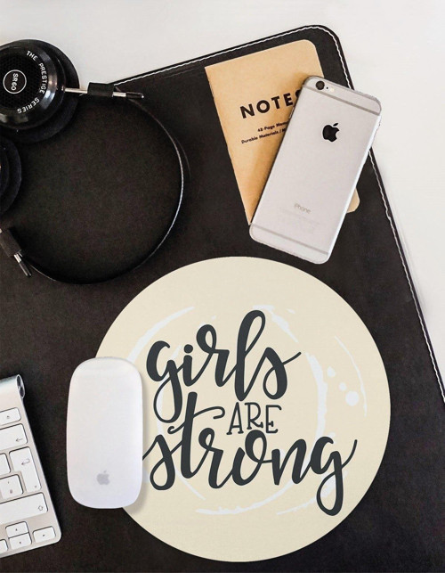Kızlar Güçlüdür Yuvarlak Kaymaz Taban Mouse Pad