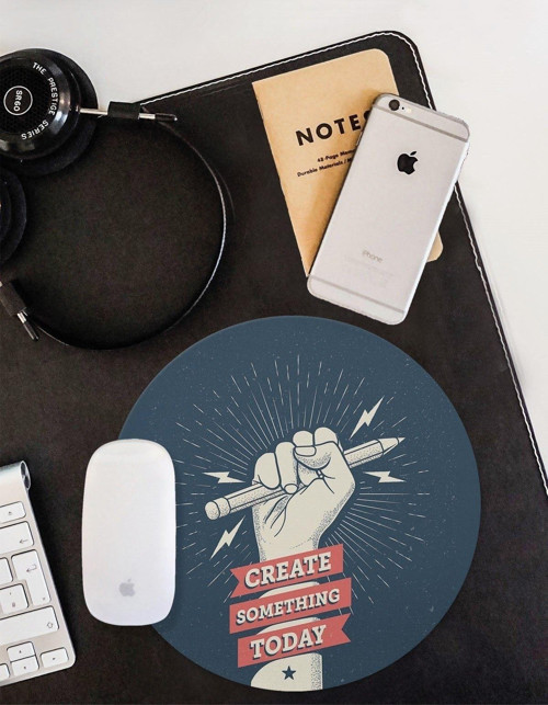 Bugün Birşeyler Yarat Yuvarlak Kaymaz Taban Mouse Pad