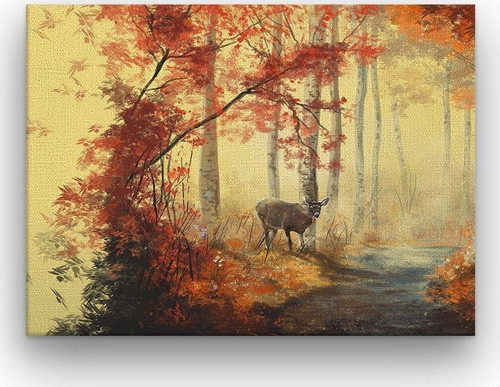 Geyik Kalın Çerçeveli Ahşap Duvar Tablosu 42X52 Cm